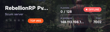 RebellionRP PvE/PvP Zones*BOT*4xLoot No Mech Weekends?pseudo=BBS?remgraf