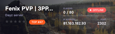 Fenix PVP | 3PP | Trader | Loot+ | Guns+ | Spawn-SZ | Cars+ |