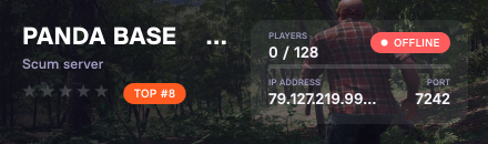 PANDA BASE ★★5222 (PVP+PVE/ 2x Loot/2x Zombies) US