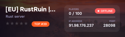[EU] RustRuin | Monthly | PvP + NPC | Events