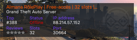 Almana RôlePlay | Free-accès | 32 slots | Staff et fondateur à l'écoute | Rejoignez-nous ! - Grand Theft Auto Server