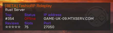 [BETA] TeshioRP Roleplay - Rust Server