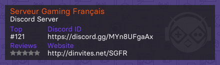 Serveur Gaming Français - Discord Server
