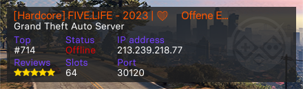 [Hardcore] FIVE.LIFE - 2023 | ❤️ Offene Einreise ❤️| ???? SalzigesVoice ???? | ⚡ Einzigartige Features! ⚡ - Server Grand Theft Auto