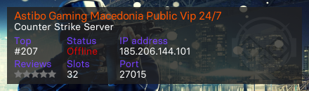 Astibo Gaming Macedonia Public Vip 24/7 - Counter Strike Server