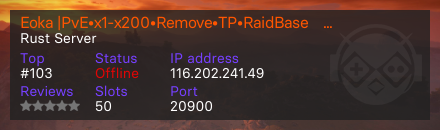 Eoka |PvE•x1-x200•Remove•TP•RaidBase•BP•Reskin•FreeShop| - сервер Rust