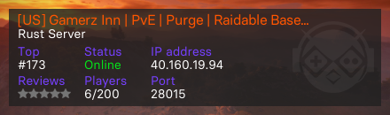 [US] Gamerz Inn | PvE | Purge | Raidable Bases |