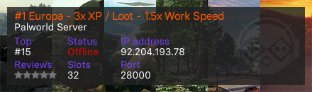 #1 Europa - 3x XP / Loot - 1.5x Work Speed