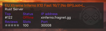 EU Xtreme Inferno X10 Fast 16/7 |No BP|Loot+|Mini|Kits|x10 Wiped
