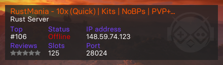 RustMania - 10x (Quick) | Kits | NoBPs | PVP+ 