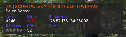 [PL] SCUM POLSKA x2 loot 1.5x skill PVP/PVE