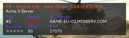 FR - Origins Life - Sans Mods - L&#38;#38;#39;me du RP Classique - Retour