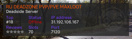 RU DEADZONE PVP/PVE MAXLOOT 
