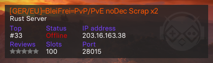 [GER/EU]=BleiFrei=PvP/PvE noDec Scrap x2