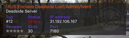 [RUS]Enclave Deadside Loot/Admin/Ivent
