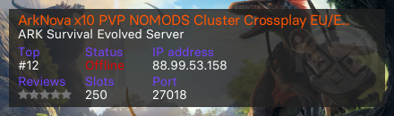 ArkNova x10 PVP NOMODS Cluster Crossplay EU/EN/RU