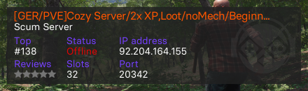 [GER/PVE]Cozy Server/2x XP,Loot/noMech/Beginner