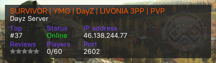 SURVIVOR | YMG | DayZ | LIVONIA 3PP | PVP