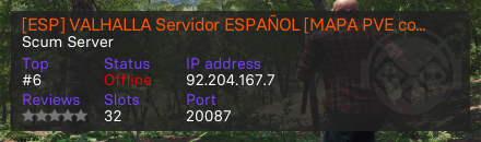[ESP] VALHALLA Servidor ESPAÑOL [MAPA PVE con ZONAS PVP] - Servidor Scum
