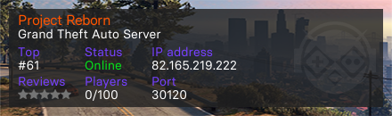 Project Reborn - Server Grand Theft Auto